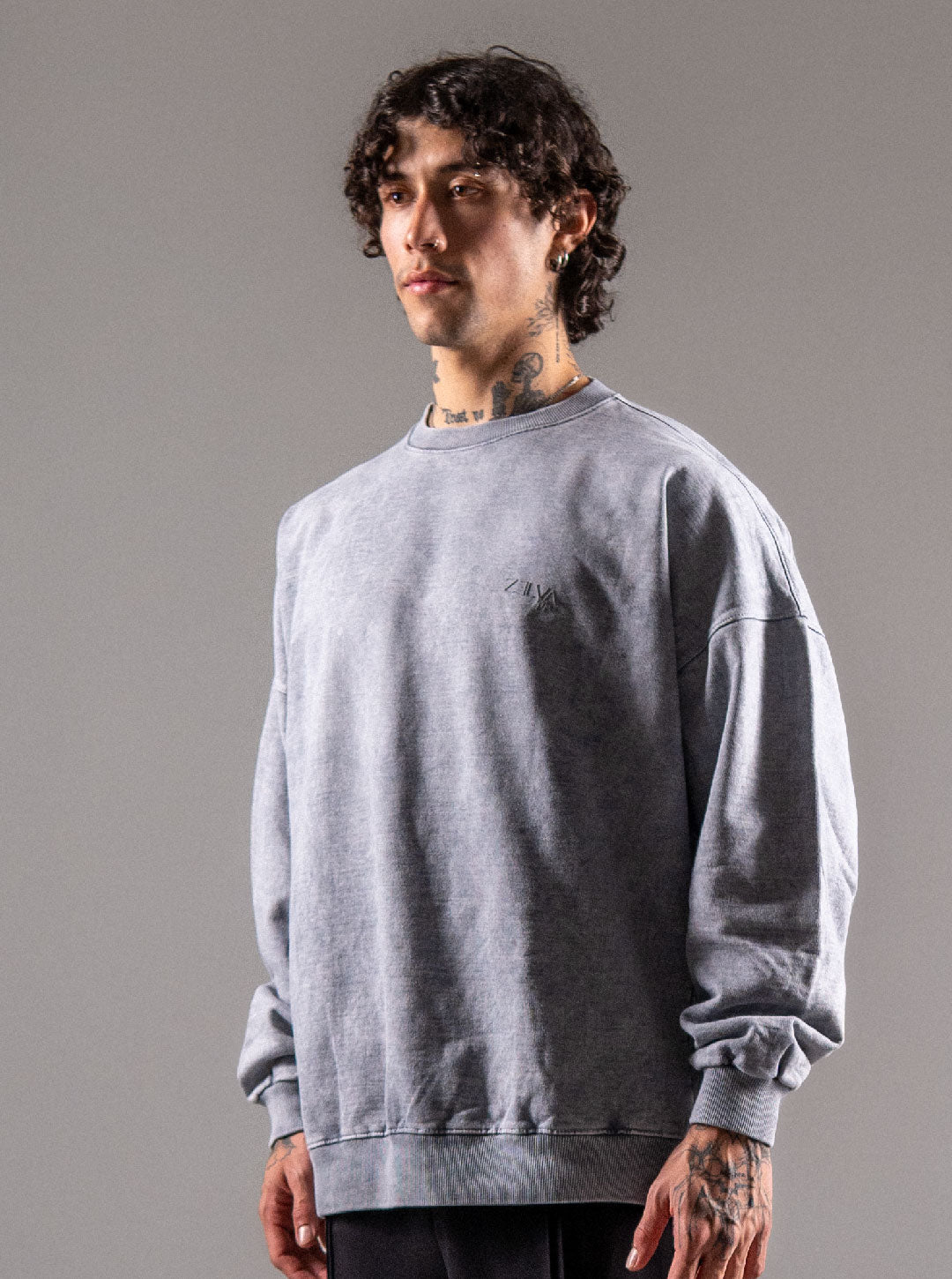 Acid Wash Grey crew neck sweatshirt