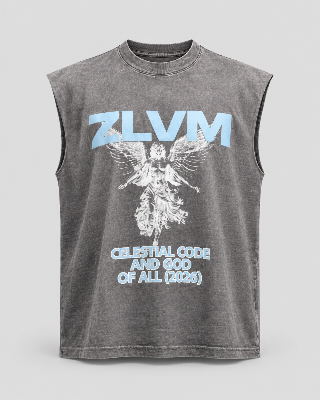 ANGEL CODE VINTAGE GREY SLEEVELESS T SHIRT