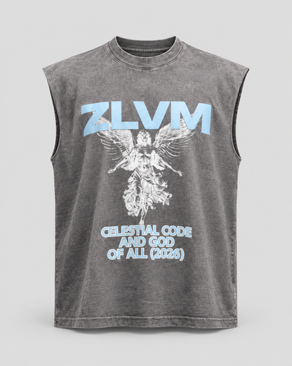 ANGEL CODE VINTAGE GREY SLEEVELESS T SHIRT