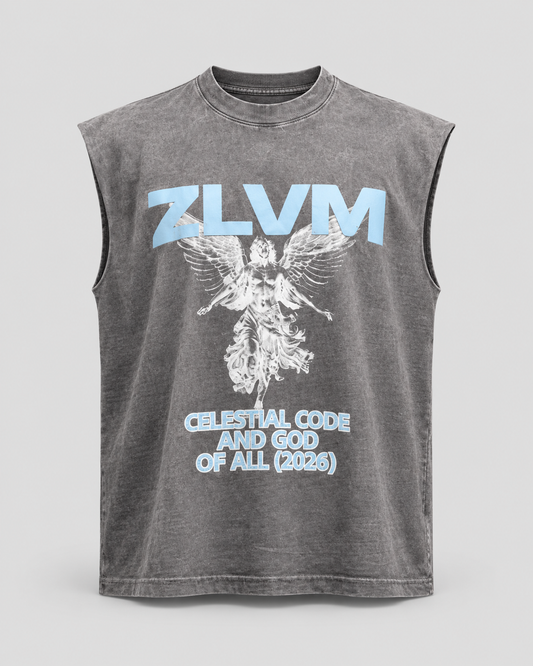 ANGEL CODE VINTAGE GREY SLEEVELESS T SHIRT