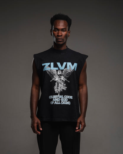 ANGEL CODE VINTAGE GREY SLEEVELESS T SHIRT