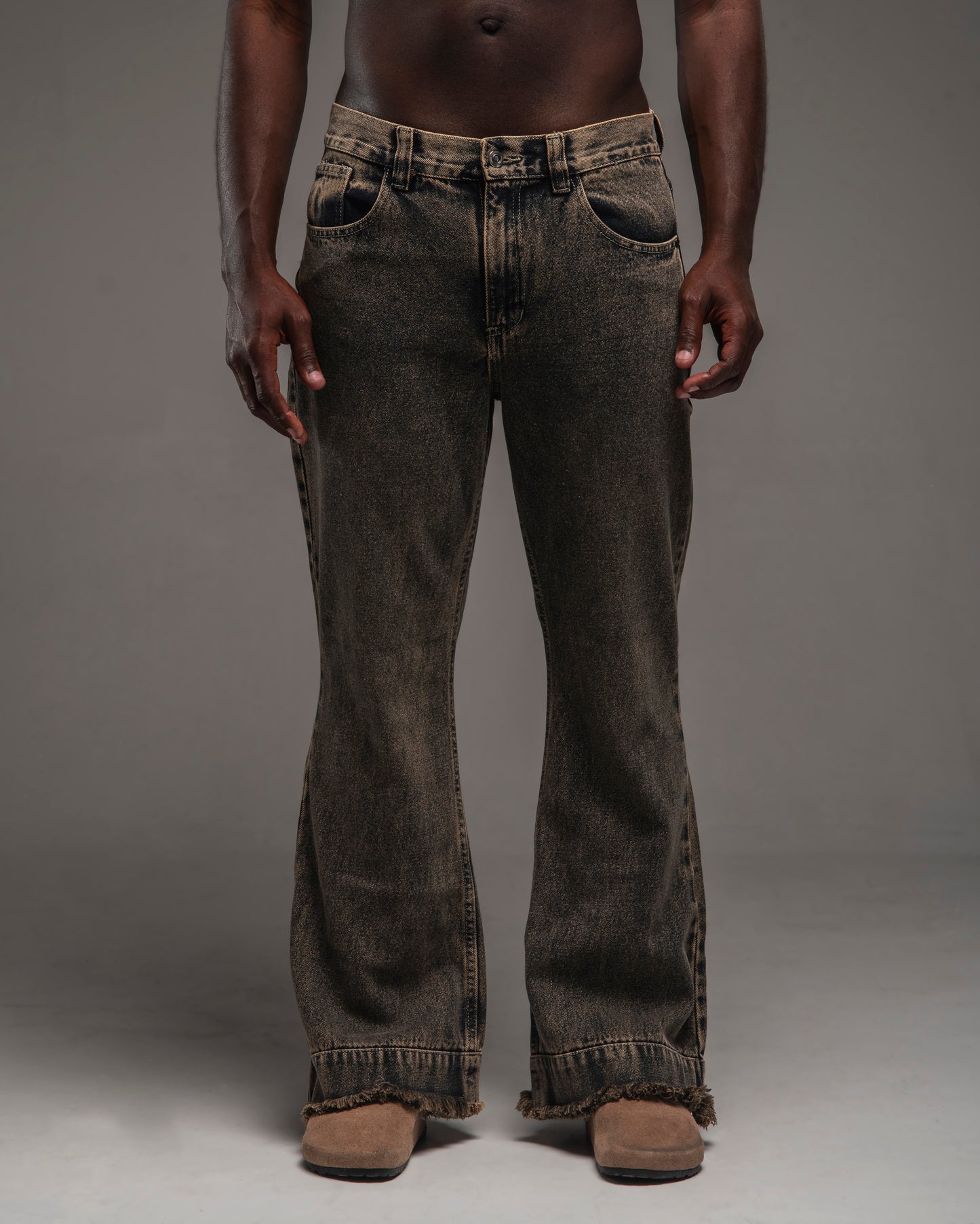 BROWN BELL-BOOT PANTS