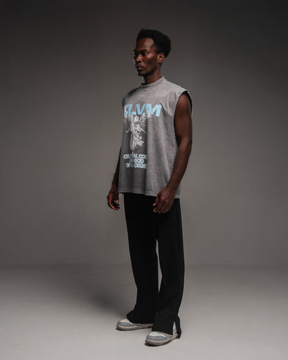ANGEL CODE VINTAGE GREY SLEEVELESS T SHIRT
